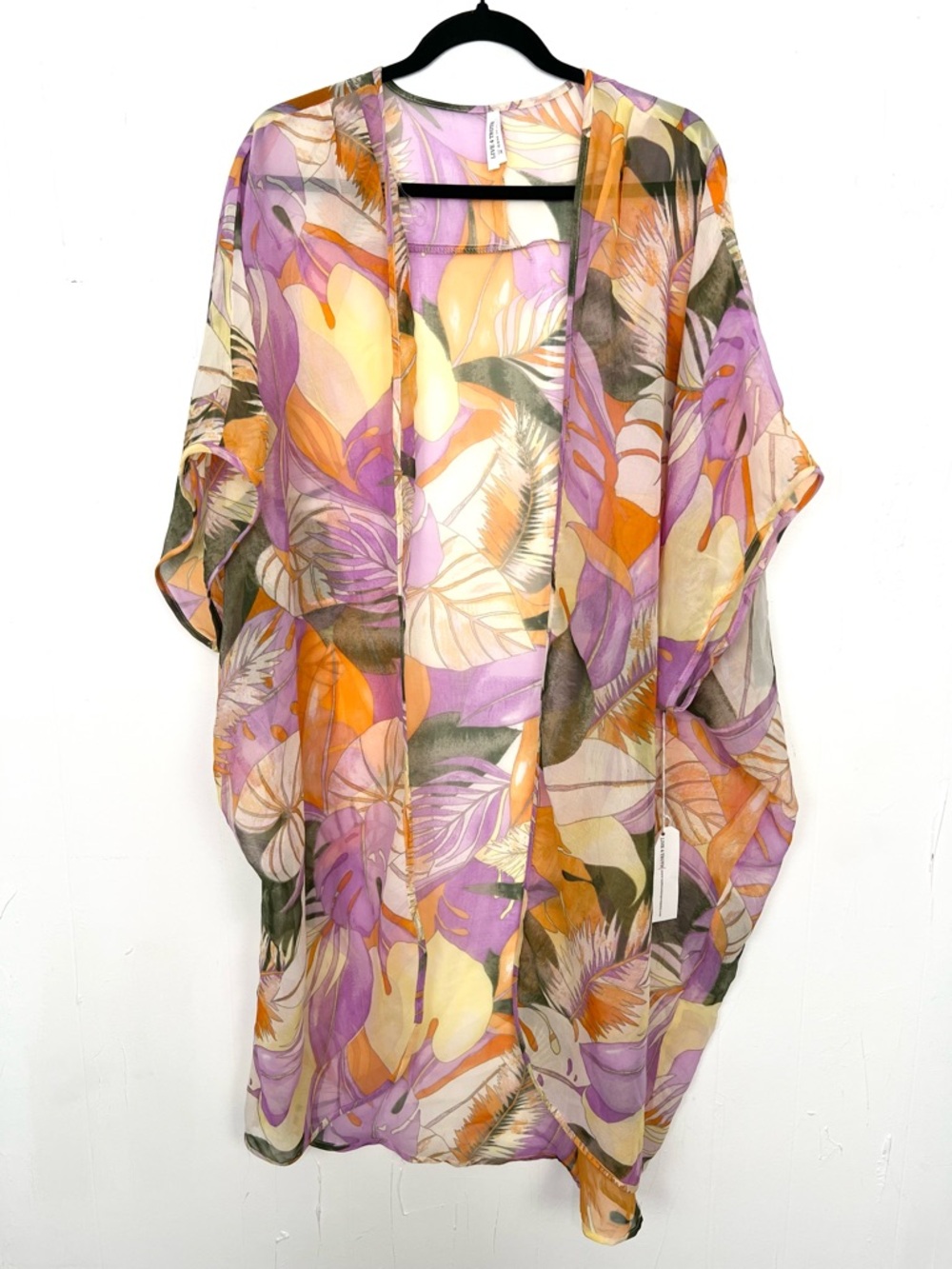 NWT‎ Live4Truth Palm Leaf Colorful Sheer Cover-Up Beach Tropical Resort 2X
